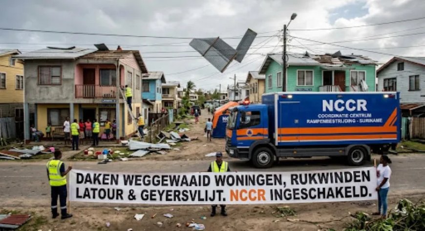 Daken van woningen weggewaaid in Latour en Geyersvlijt