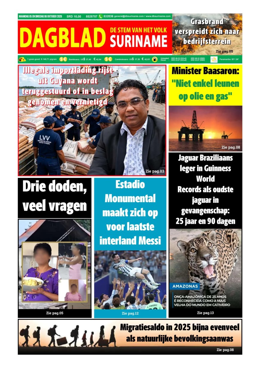 Dagblad Suriname, maandag 5 oktober 2026