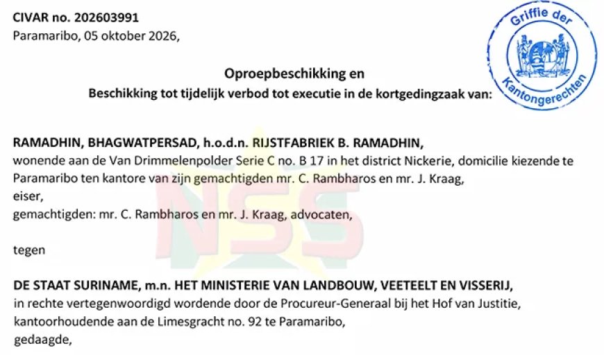Douane legt beslag op rijst Ramadhin; ECD kreeg geen toestemming OM