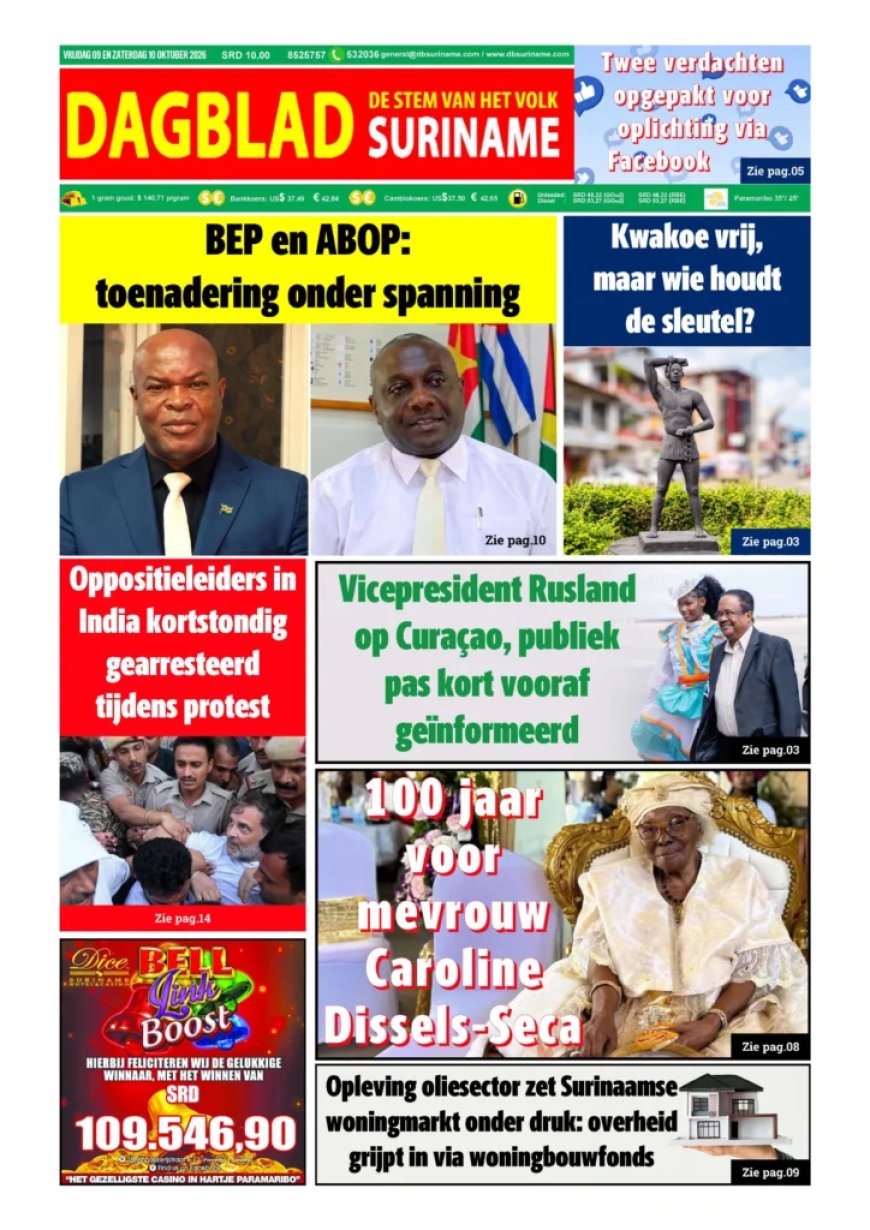 Dagblad Suriname, vrijdag 9 oktober 2026