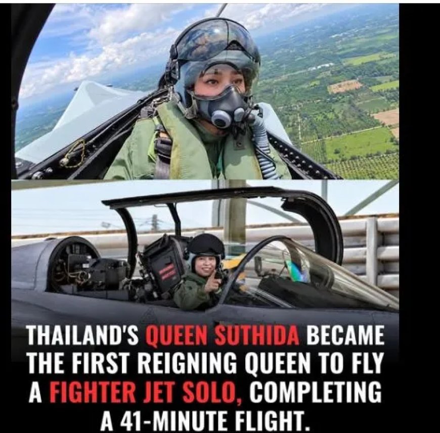 Thaise koningin vliegt solo in gevechtsvliegtuig