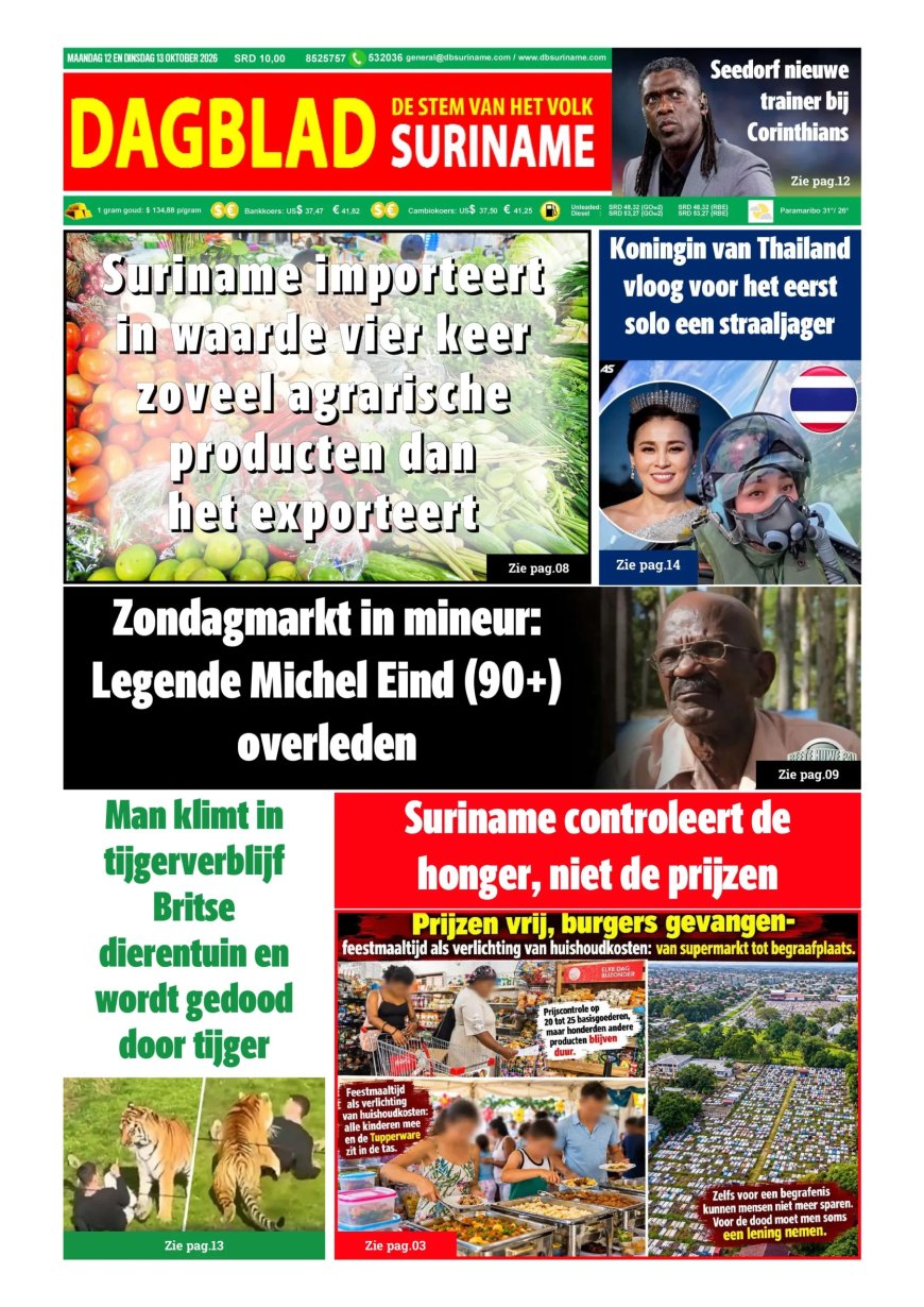 Dagblad Suriname, maandag 12 oktober 2026