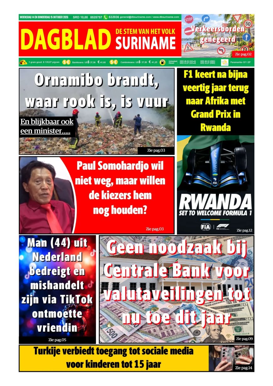 Dagblad Suriname, woensdag 14 oktober 2026