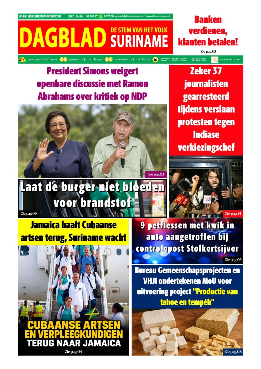 Dagblad Suriname, vrijdag 16 oktober 2026
