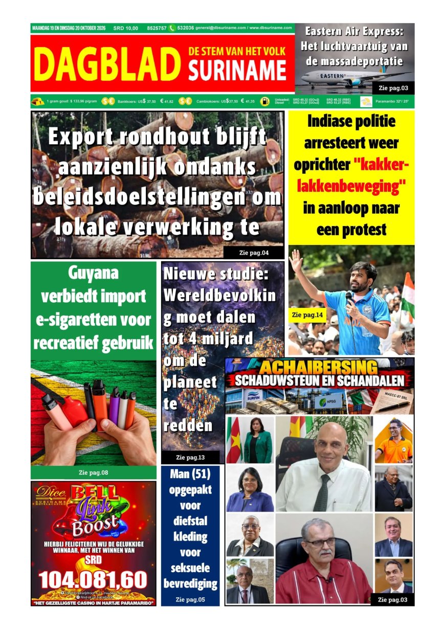 Dagblad Suriname, maandag 19 oktober 2026
