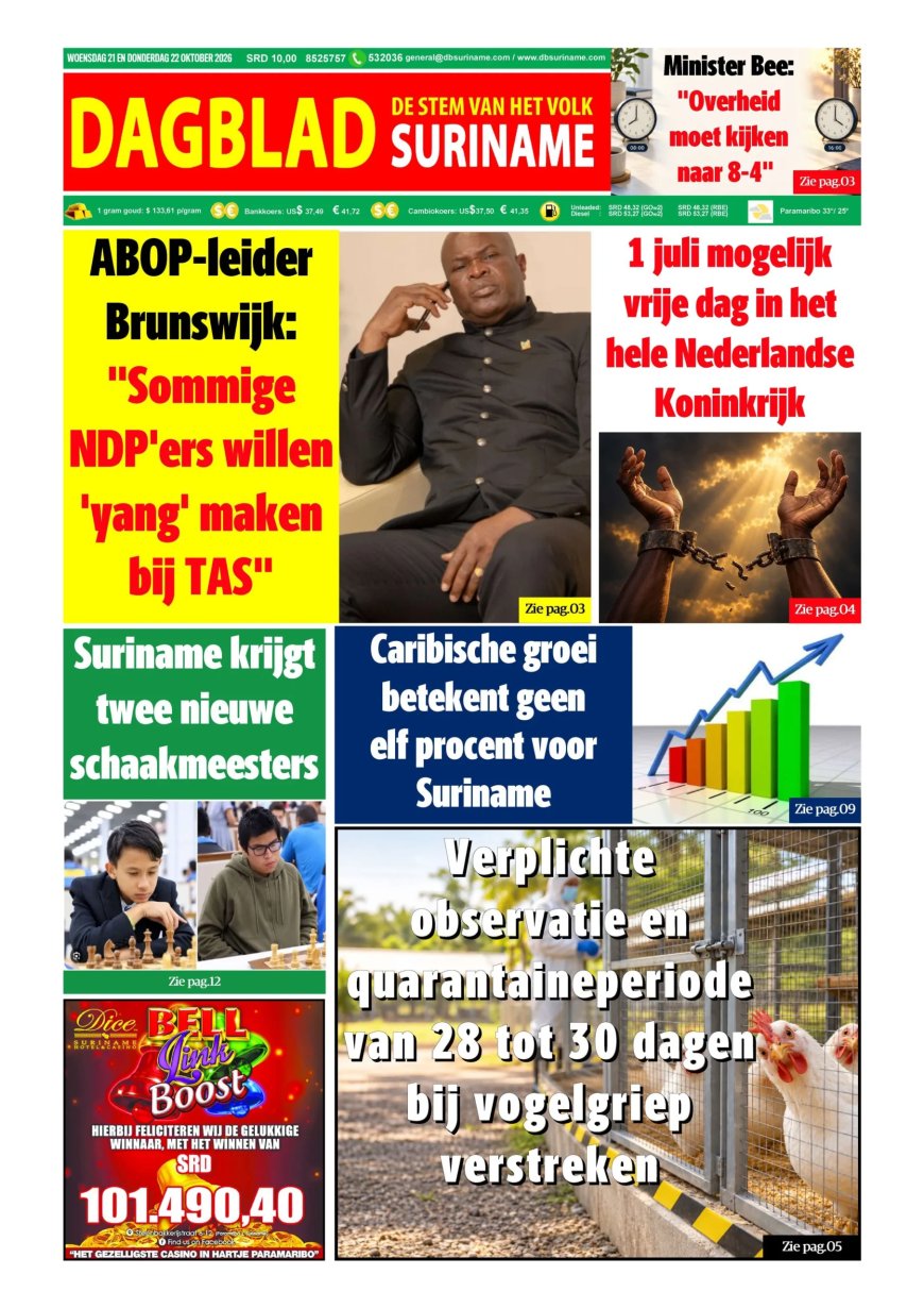 Dagblad Suriname, woensdag 21 oktober 2026