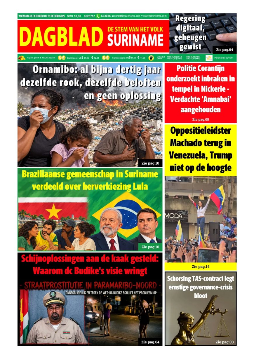Dagblad Suriname, woensdag 28 oktober 2026